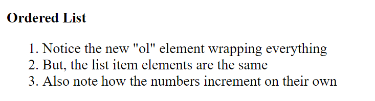HTML Ordered List